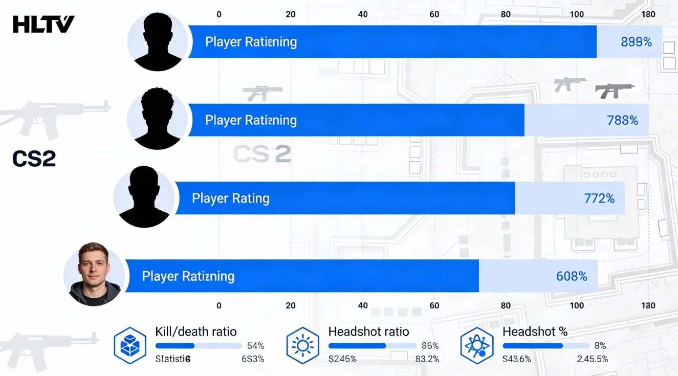 Общий рейтинг лучших игроков CS2 по данным HLTV с учётом ключевых метрик, стабильности, импакта и текущей игровой формы.