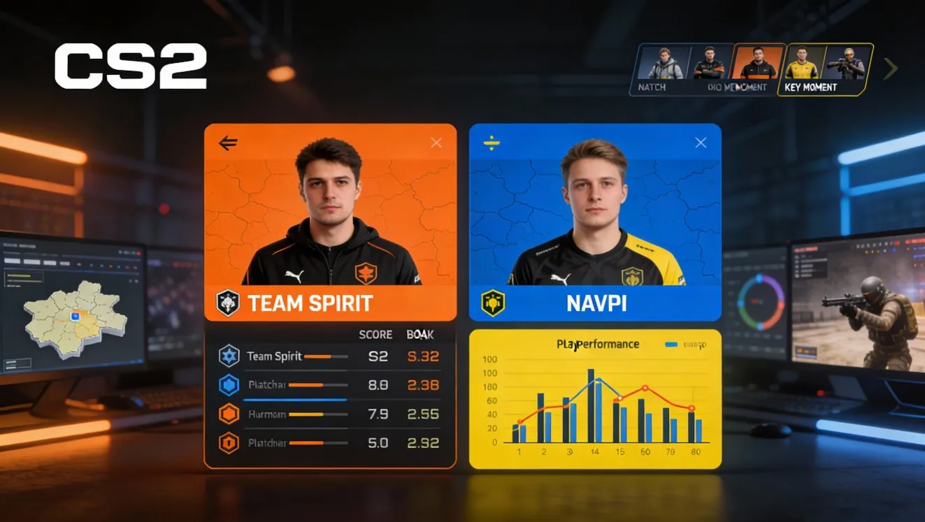 Результаты и анализ матчей CS2 между Team Spirit и NAVI с разбором карт, статистики и ключевых игровых эпизодов.