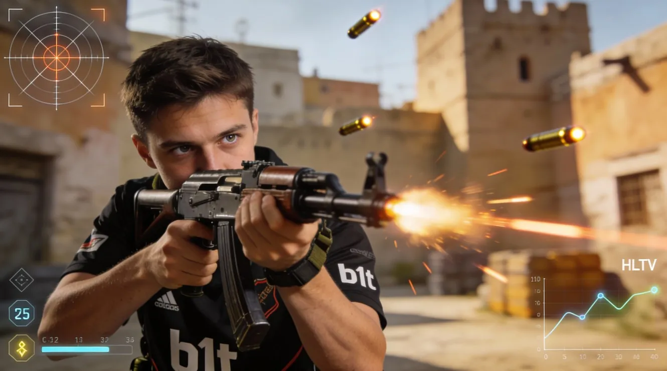 Профиль b1t в CS2: роль rifler, точность стрельбы, трейды и основные показатели статистики HLTV.